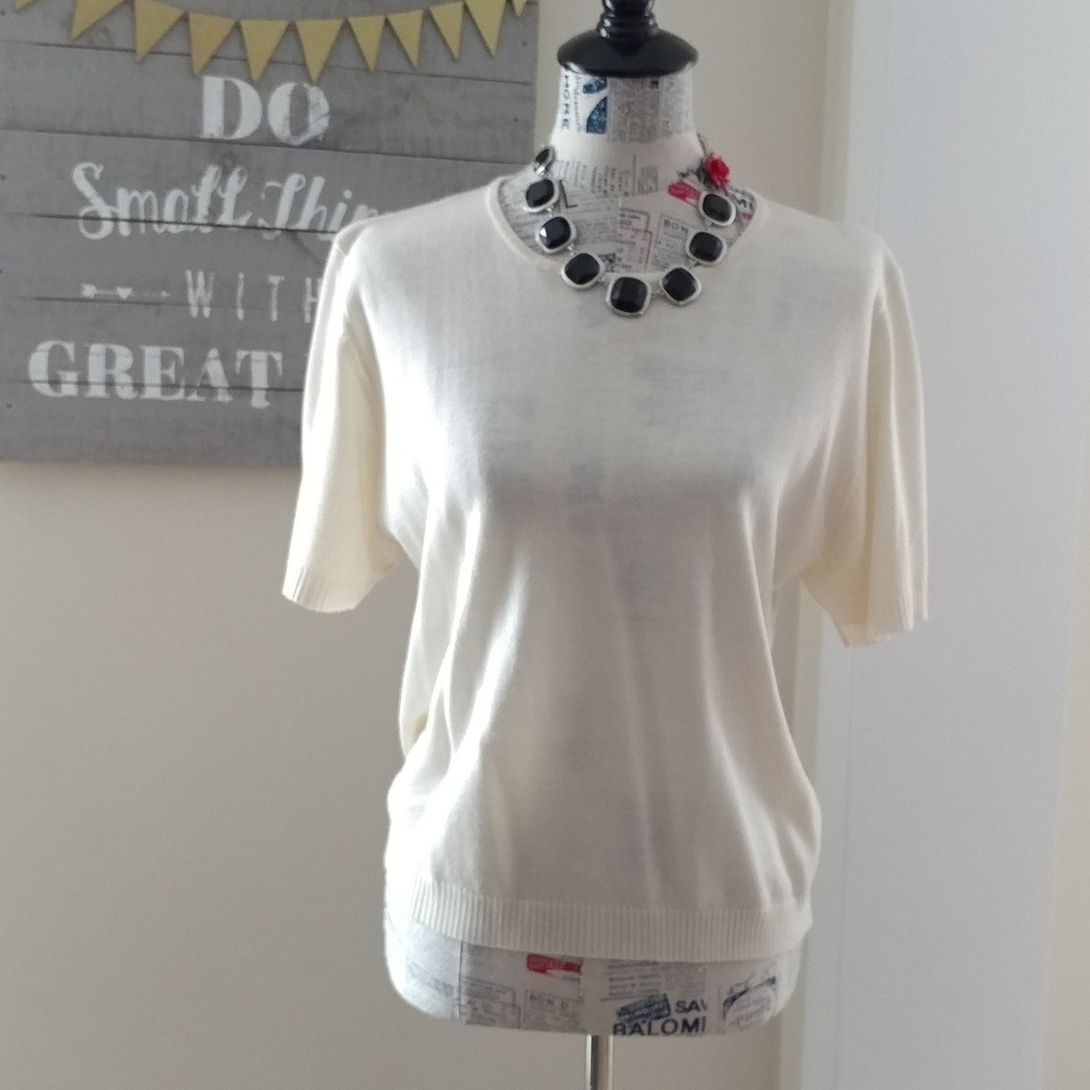 Sweater-short sleeved - cream